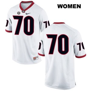Women's Georgia Bulldogs NCAA #70 Aulden Bynum Nike Stitched White Authentic No Name College Football Jersey KKN6054XJ
